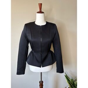 Ted Baker Black Textured Peplum KYOKO Blazer Jacket Size 1 US 4